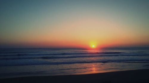 Scenic view of sea at sunset