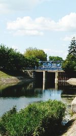 Scenic view of dam against sky