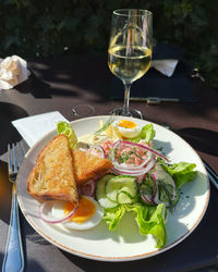 Close-up of food in plate on table