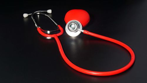 High angle view of eyeglasses on black background