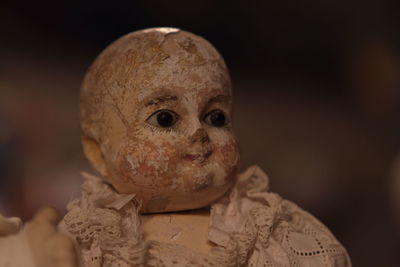 Close-up of stuffed toy against black background