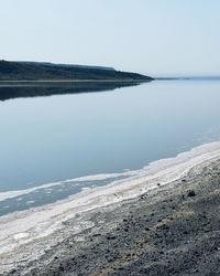 Scenic view of beach against clear sky