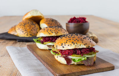 Close-up of food on table