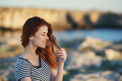 Young woman looking away