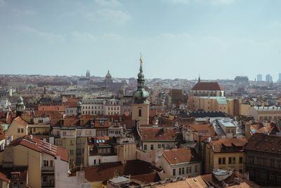 High angle view of townscape against sky