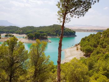 Scenic view of lake against sky