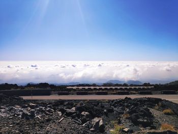 Scenic view of land against sky