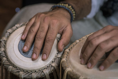 Close-up of hands working