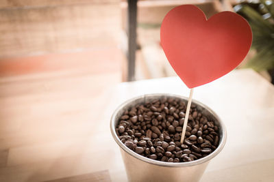 Close-up of coffee served on table