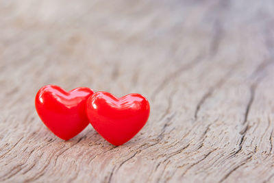 Close-up of heart shape on table