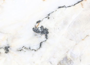 High angle view of snow on rock