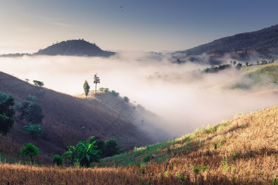 Scenic view of mountains against sky