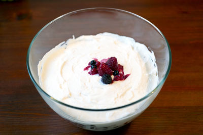 Close-up of breakfast in bowl on table