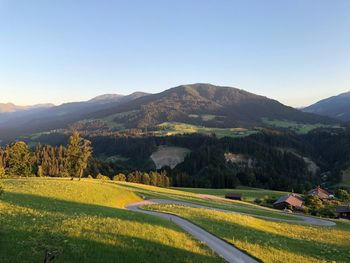 Scenic view of landscape against clear sky