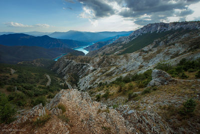 Scenic view of mountains against sky