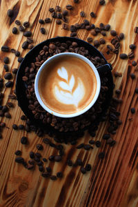 Directly above shot of cappuccino on table