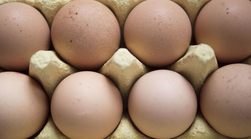 Full frame shot of eggs in carton