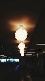 Low angle view of illuminated chandelier