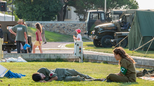 People sitting in park