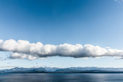 Scenic view of sea against blue sky