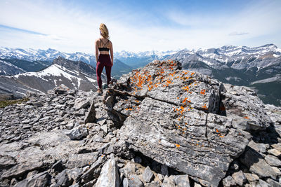 Hiking on a hot summer's day in the canadian rockies