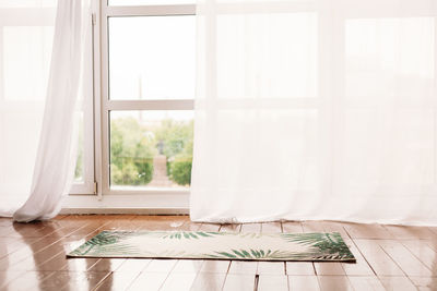 White curtain on window at home