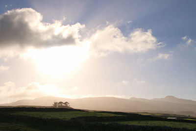 Scenic view of field against sky during sunset