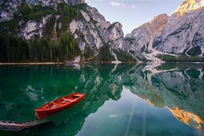 Scenic view of lake and mountains