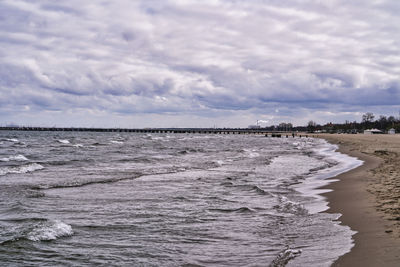 Scenic view of beach against sky