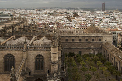 High angle view of buildings in city