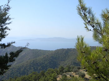 Scenic view of mountains against clear sky