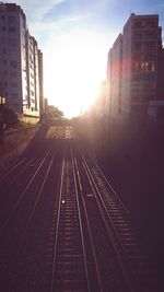 Railroad tracks at sunset