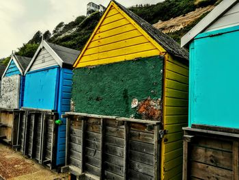 Multi colored house against sky