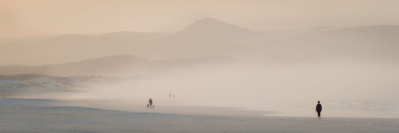 Man standing on desert against sky