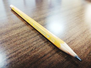High angle view of pencil on table
