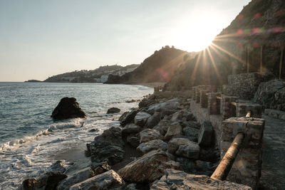 Scenic view of sea against sky during sunset