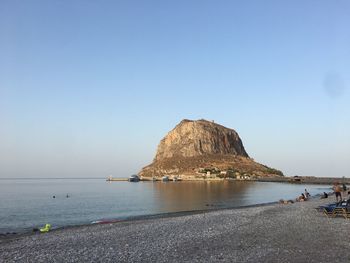 Scenic view of sea against clear sky