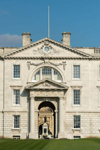 Low angle view of historic building against clear sky