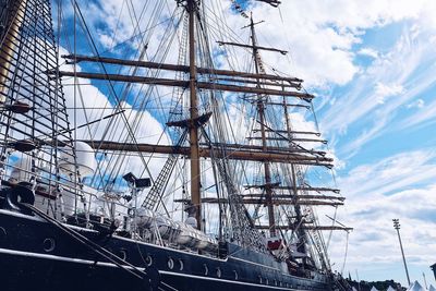 Low angle view of sailboat against sky