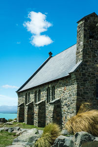 Low angle view of old building against sky