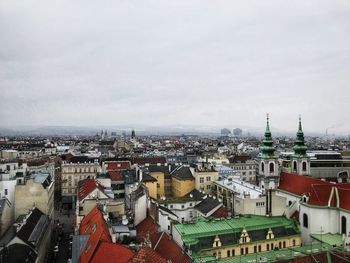 High angle view of cityscape against sky