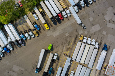 High angle view of vehicles on road