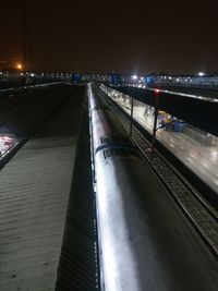 High angle view of illuminated city at night