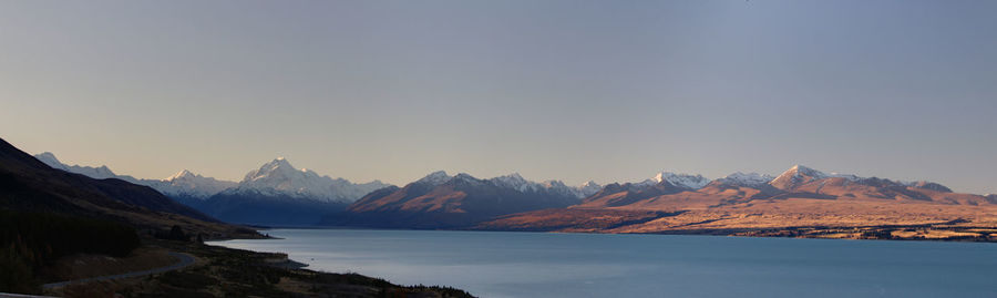 Scenic view of mountains against clear sky