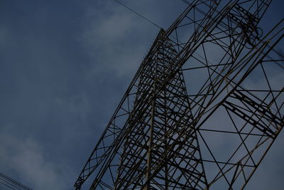 Low angle view of electricity pylon against sky