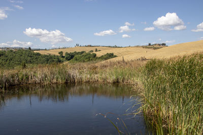 Scenic view of lake against sky