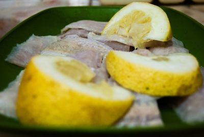 Close-up of food on wooden table