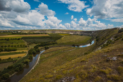 Scenic view of land against sky