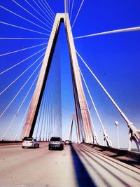 Low angle view of suspension bridge