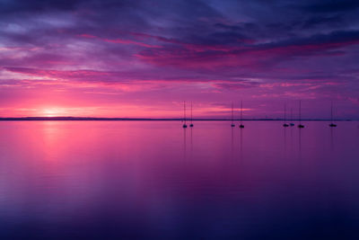 Scenic view of sea at sunset